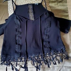Black cold shoulder top